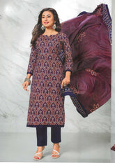 Ambarlyn Jaipur Cotton Ethnic Printed Salwar Kameez for Women with Cotton Dupatta and Pants